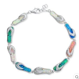 NWT Bling Jewelry Silver Bracelet with Opal Accents